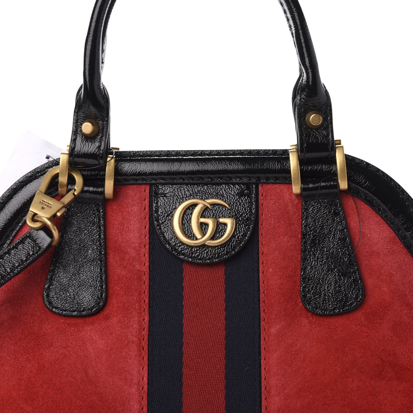 Suede Patent Ophidia Medium Re(Belle) Top Handle Bag Hibiscus Red Black