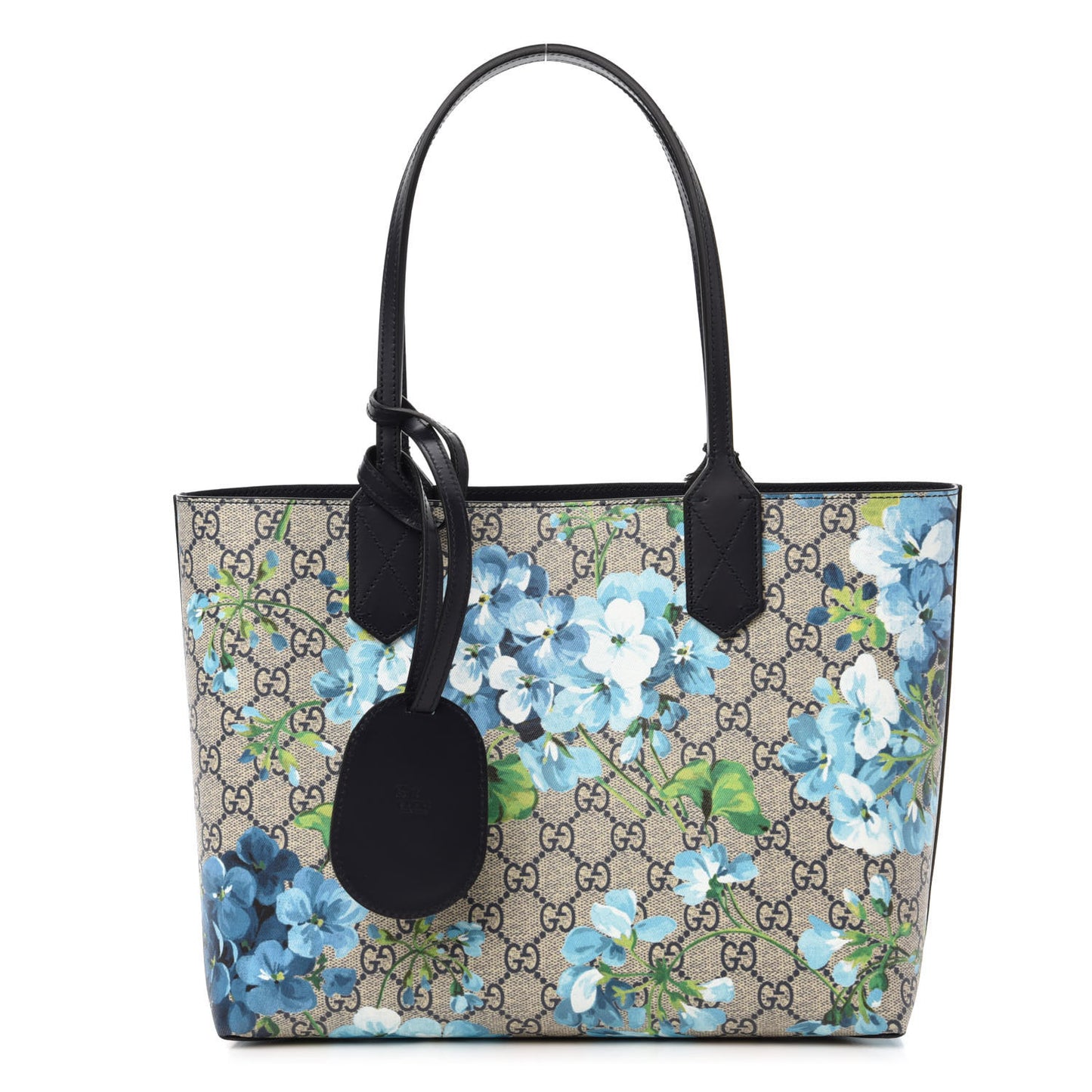 GG Supreme Monogram Blooms Small Reversible Tote Beige Blue Navy