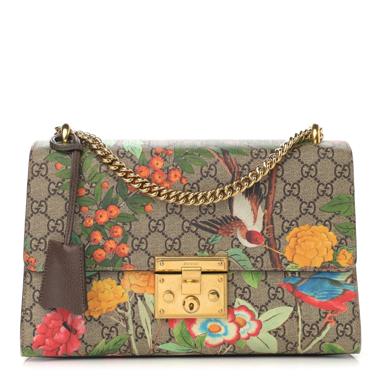 GG Supreme Monogram Tian Medium Padlock Shoulder Bag Beige Multicolor New Acero