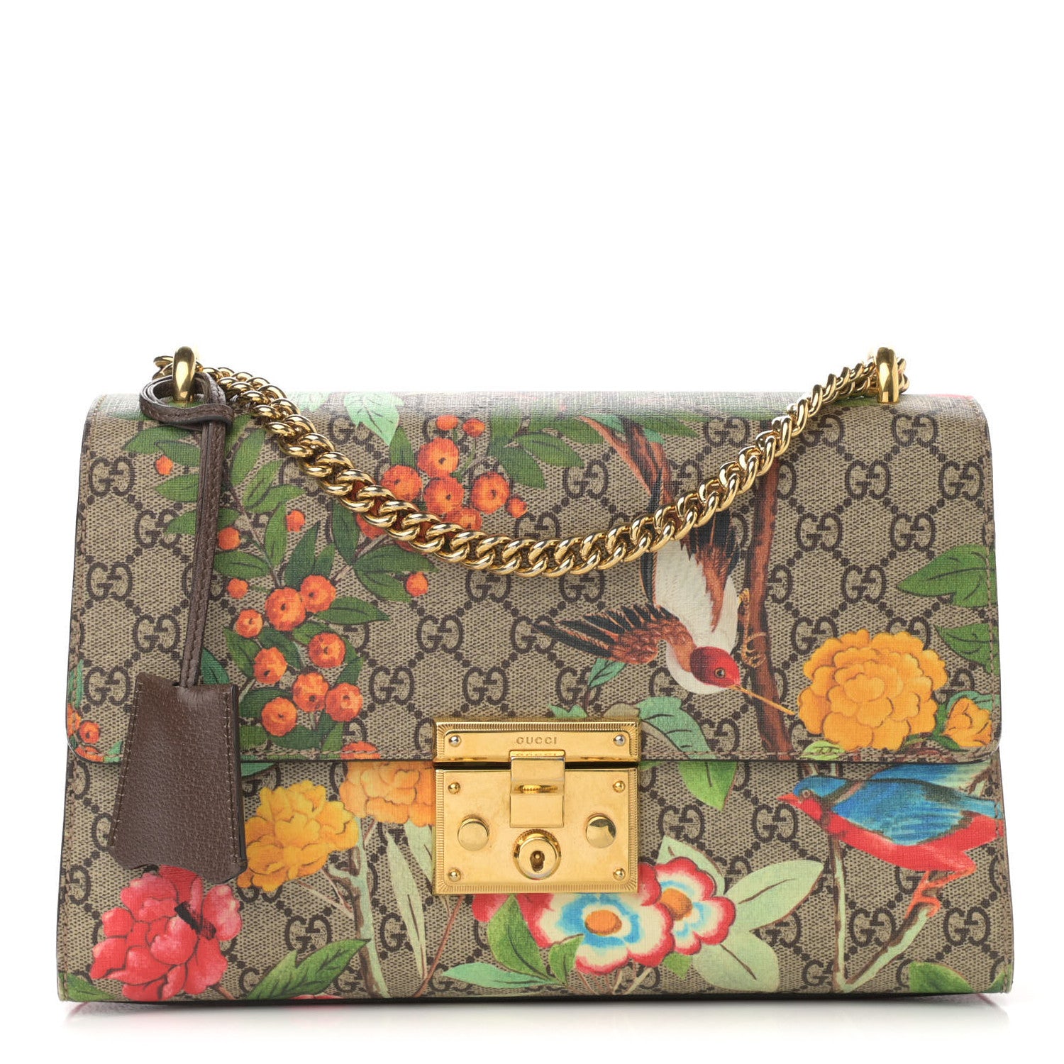 Gucci GG Supreme Monogram Tian Medium Padlock Shoulder Bag Beige Multicolor New Acero 1 of 13
