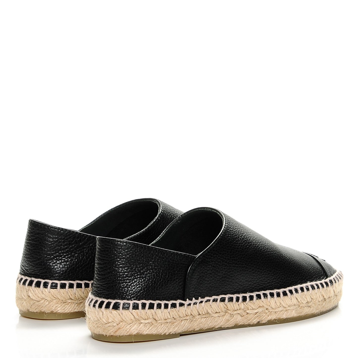 Grained Calfskin CC Espadrilles 36 Black