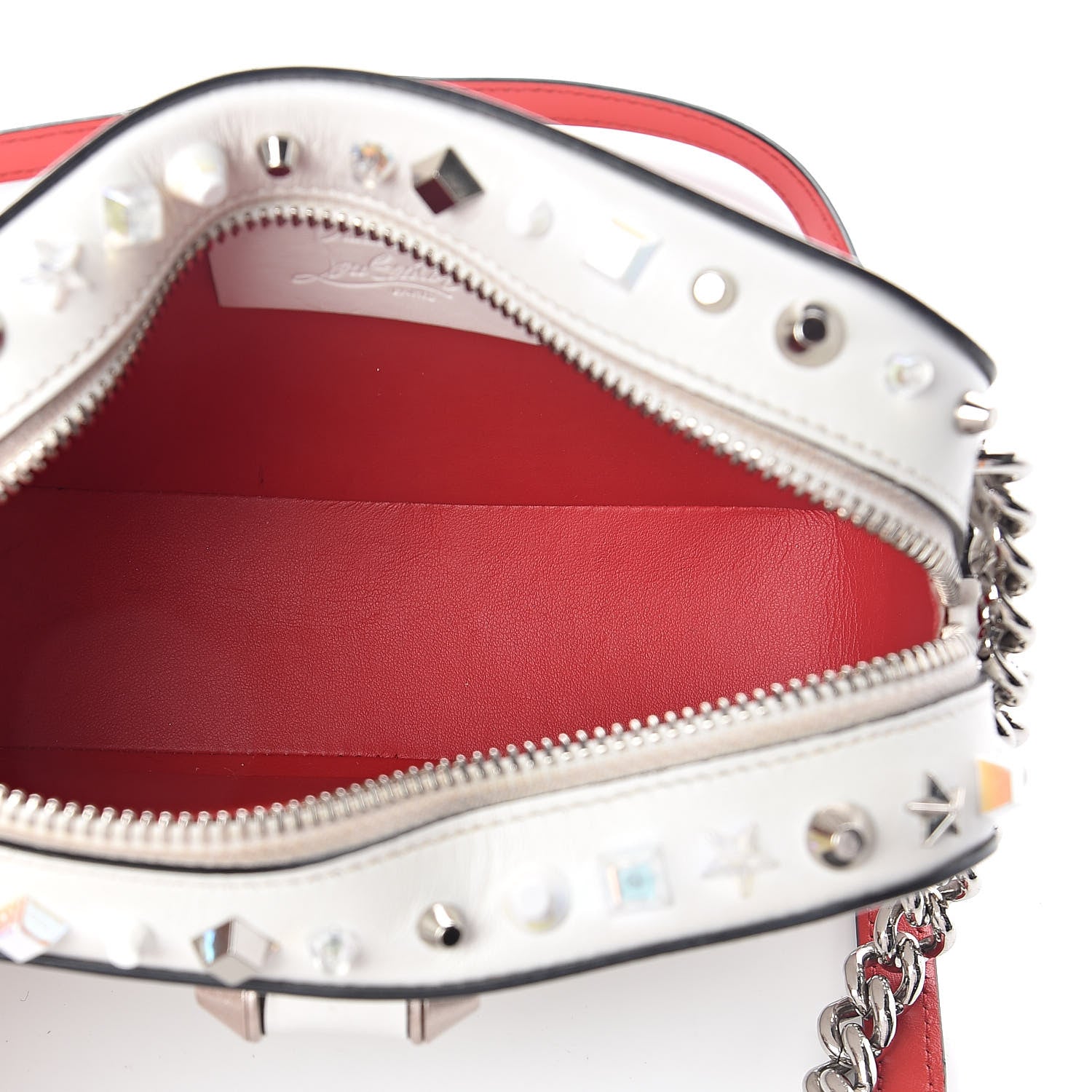Christian Louboutin Vintage Trashmix Calfskin Spikes Mini Rubylou Crossbody White 5 of 8