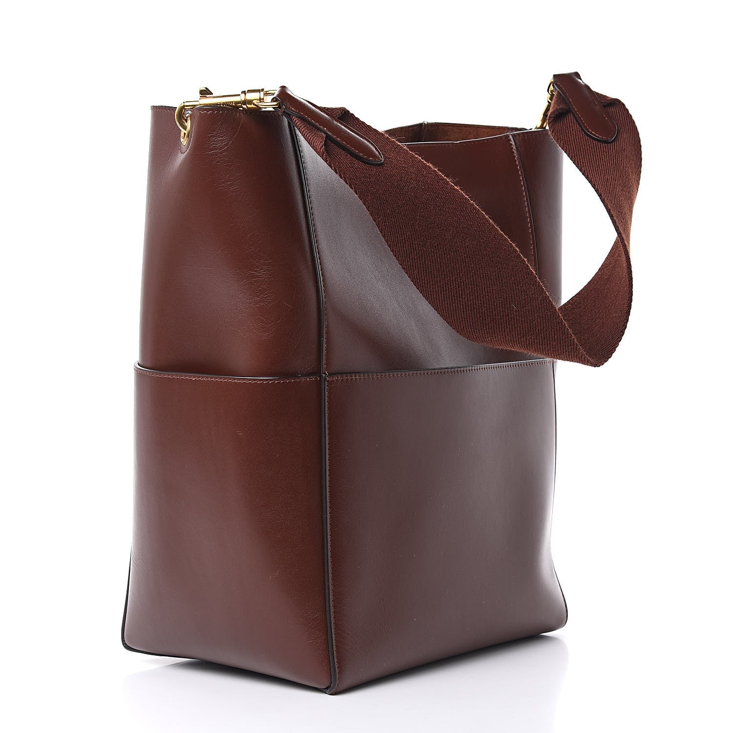 Celine Supersoft Calfskin Sangle Bucket Bag Burgundy 3 of 14