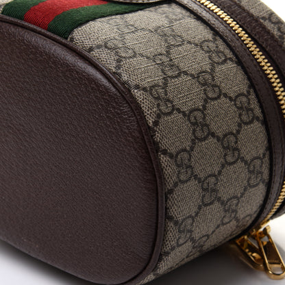 Gucci GG Supreme Monogram Textured Calfskin Web Ophidia Vanity Cosmetic Case Beige Ebony New Acero 11 of 12