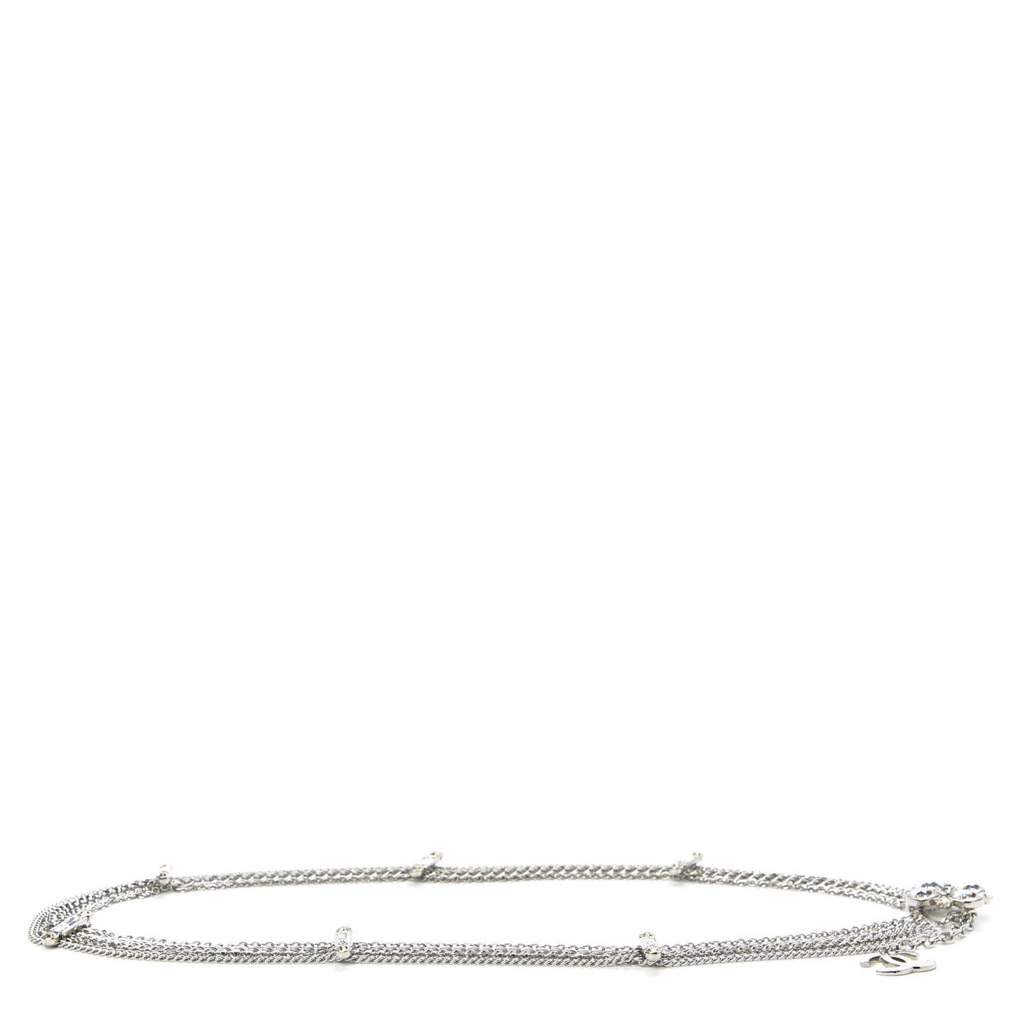 Crystal CC Multi Strand Chain Belt Silver