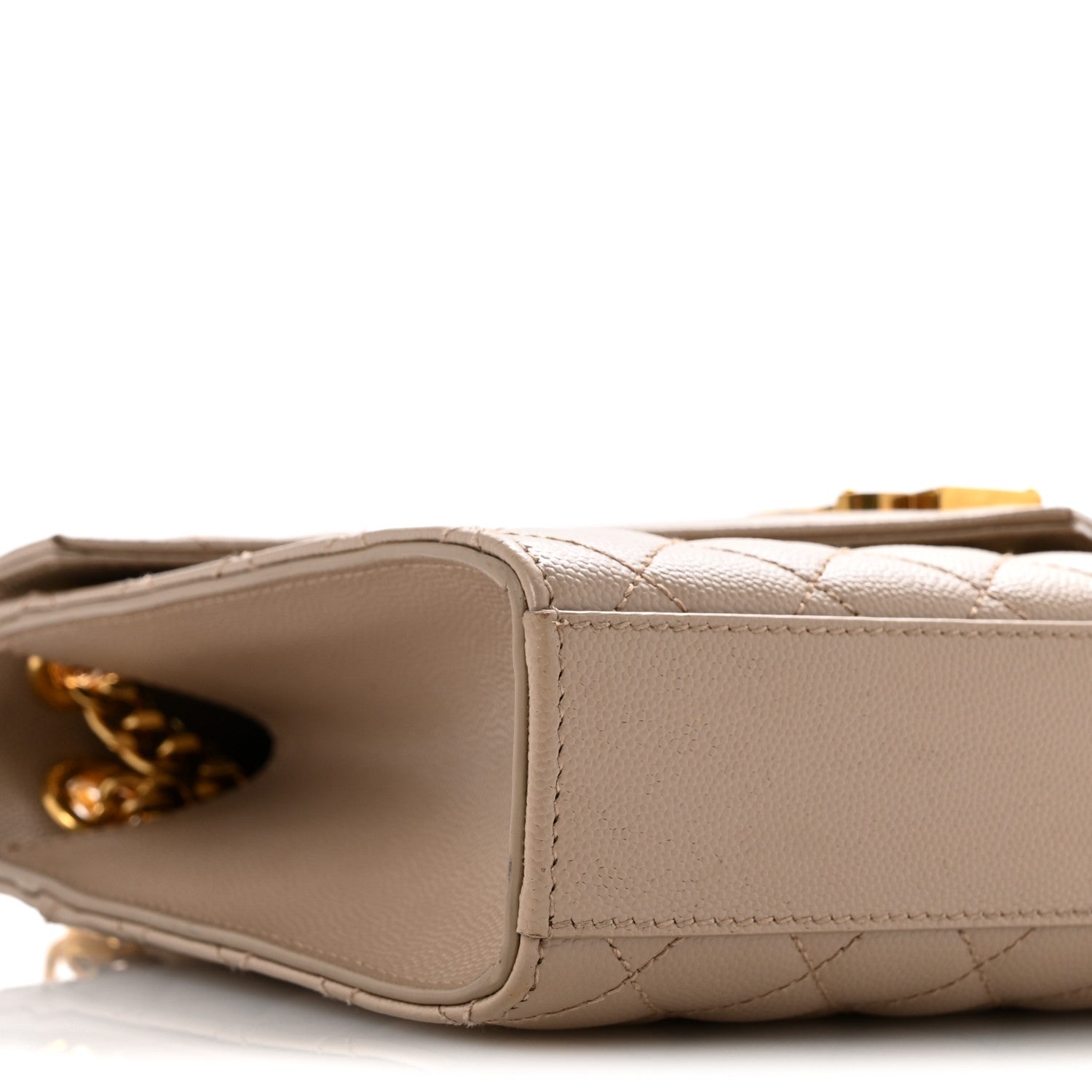 Saint Laurent Grain De Poudre Textured Mixed Matelasse Medium Triquilt Monogram Satchel Dark Beige 9 of 14