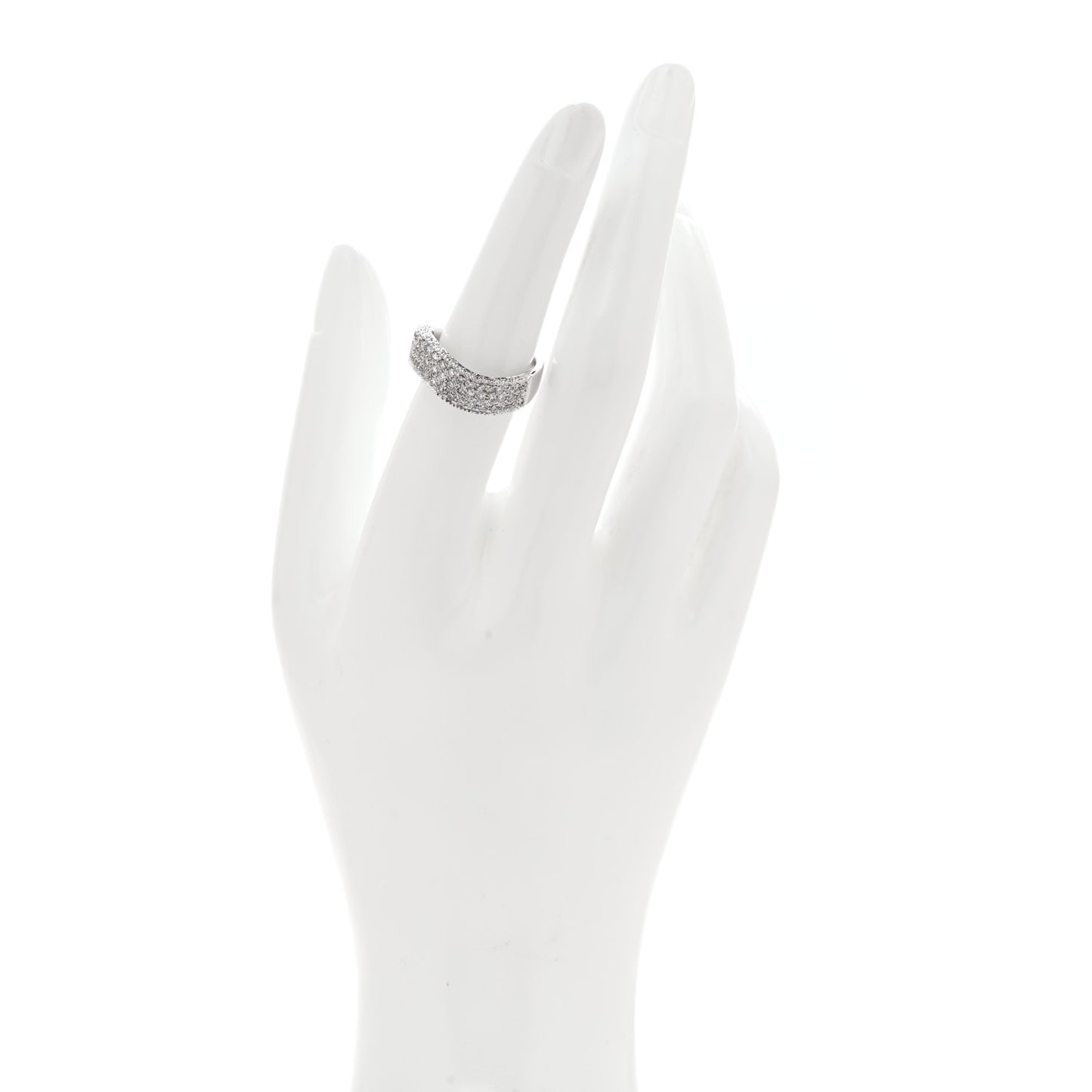 18K White Gold Diamond 1.21ctw Paved Curved Ring 54 6.75
