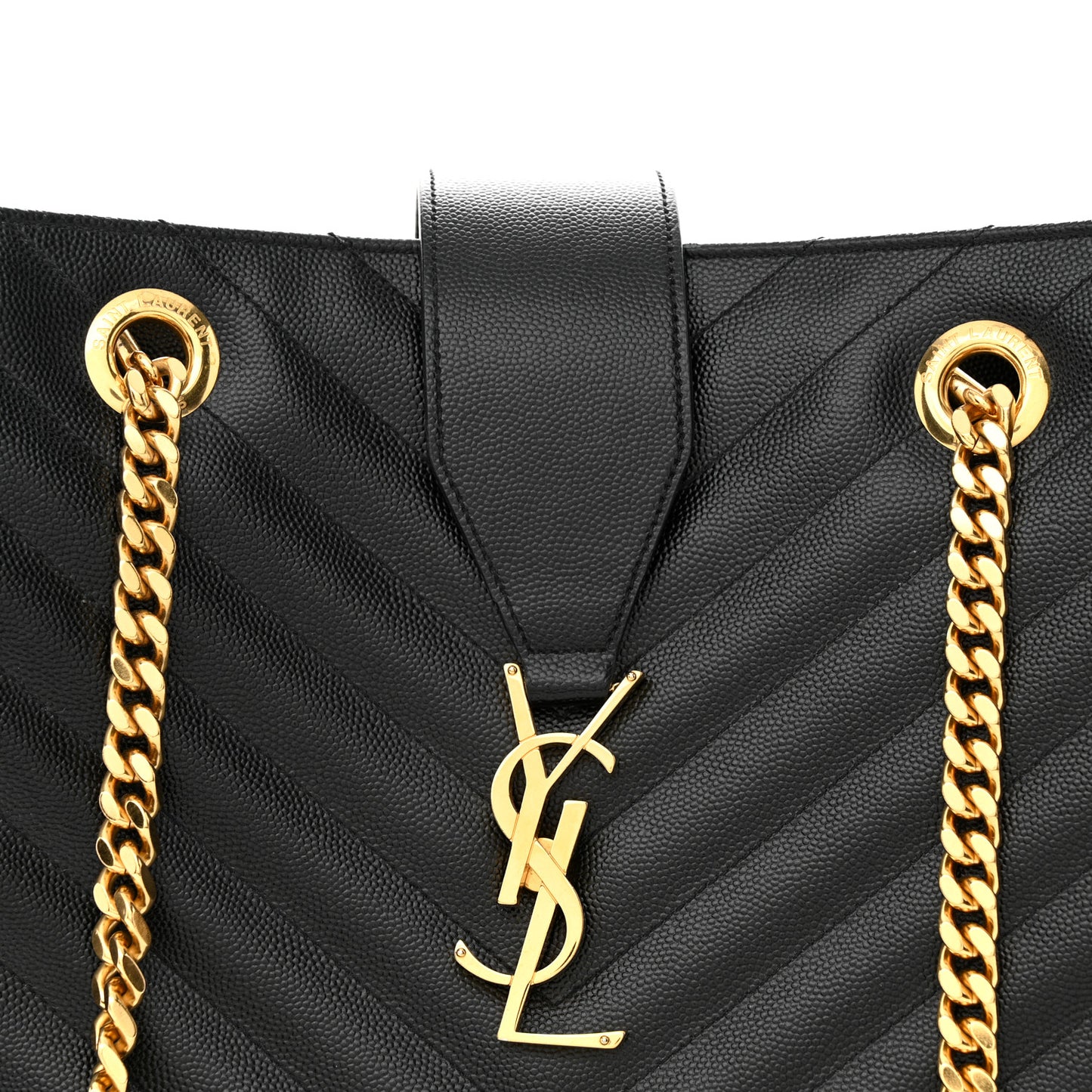 Grain De Poudre Matelasse Chevron Monogram Shopping Bag Black