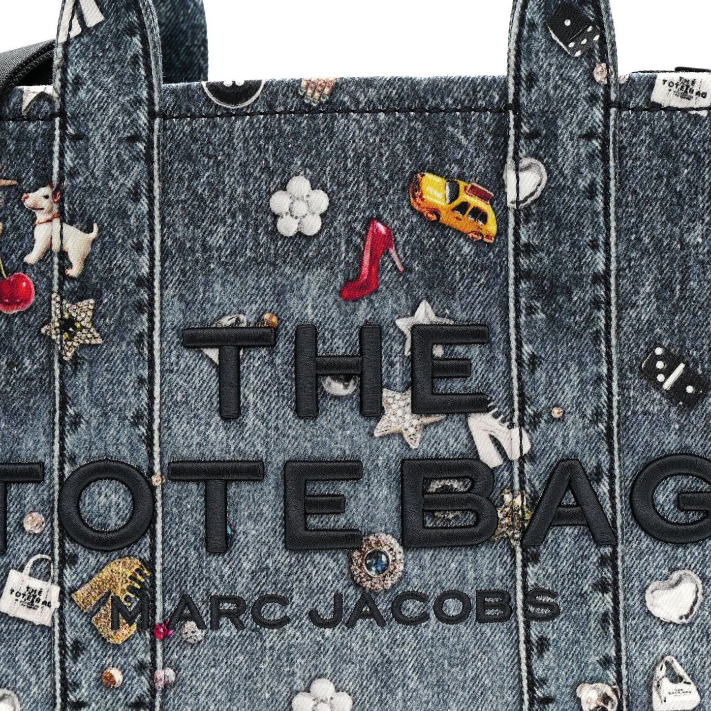 The Trompe L'Oeil Trinket Denim Canvas Medium The Tote Bag Blue
