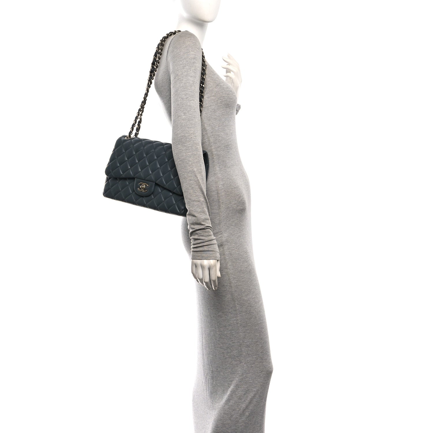 Chanel Lambskin Quilted Jumbo Double Flap Dark Grey 2 of 11