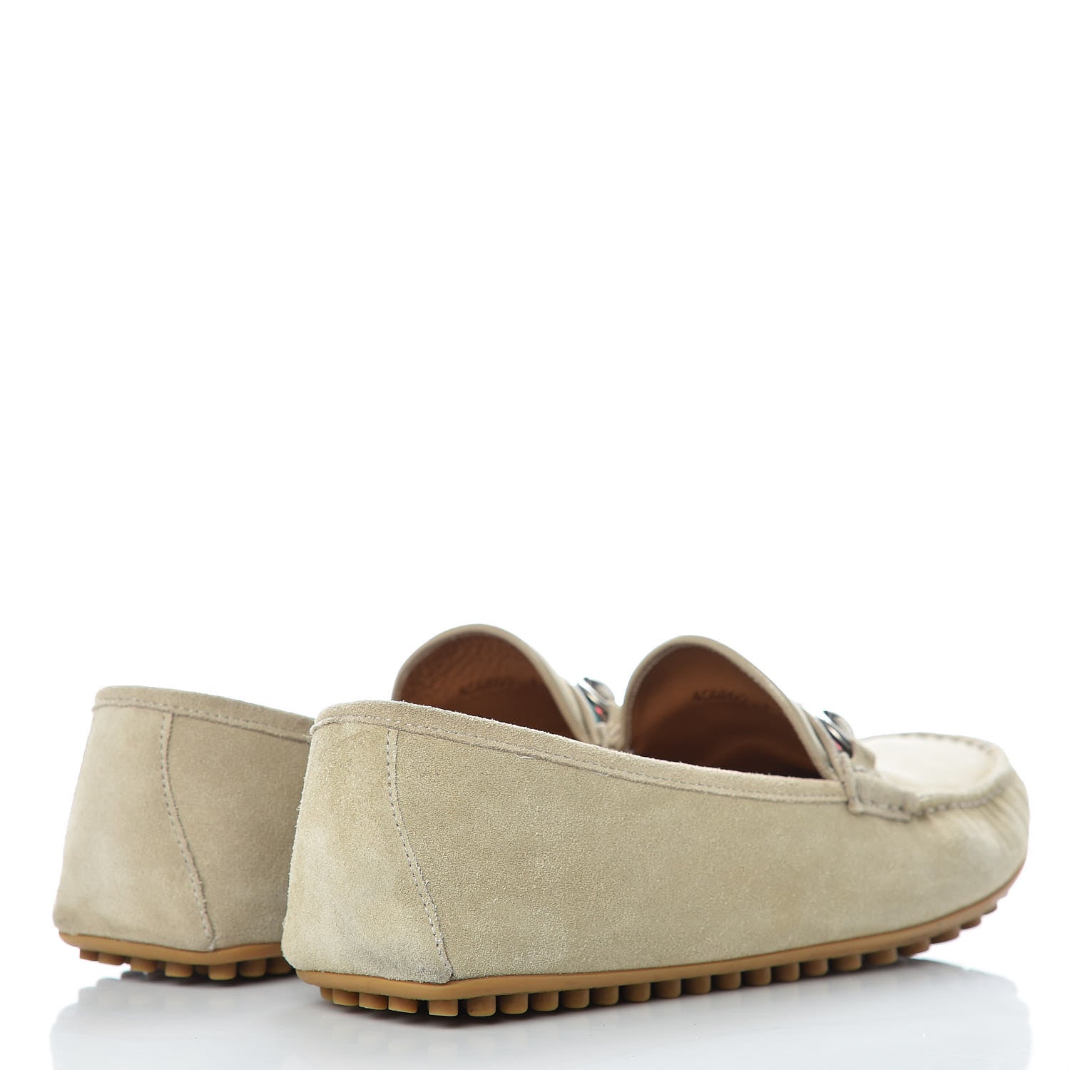 Gucci Suede Web Mens Horsebit Driver Loafers 8 Oatmeal 4 of 15