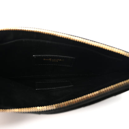 Saint Laurent Grain De Poudre Chevron Monogram Large Bill Pouch Black 5 of 8