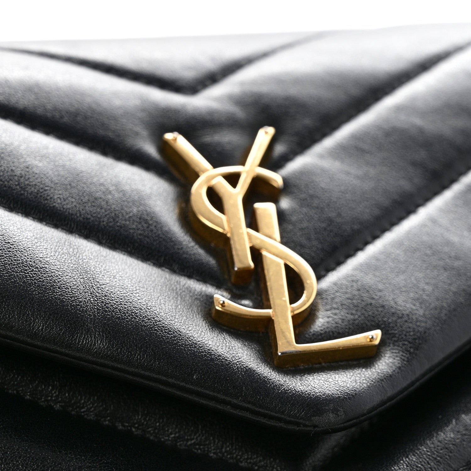 Saint Laurent Calfskin Y Quilted Monogram Small Loulou Chain Satchel Black 14 of 15
