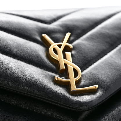 Saint Laurent Calfskin Y Quilted Monogram Small Loulou Chain Satchel Black 14 of 15