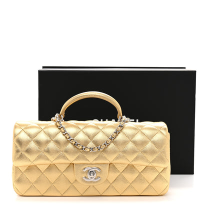 Chanel Metallic Caviar Quilted Top Handle East West Flap Gold 12 of 12