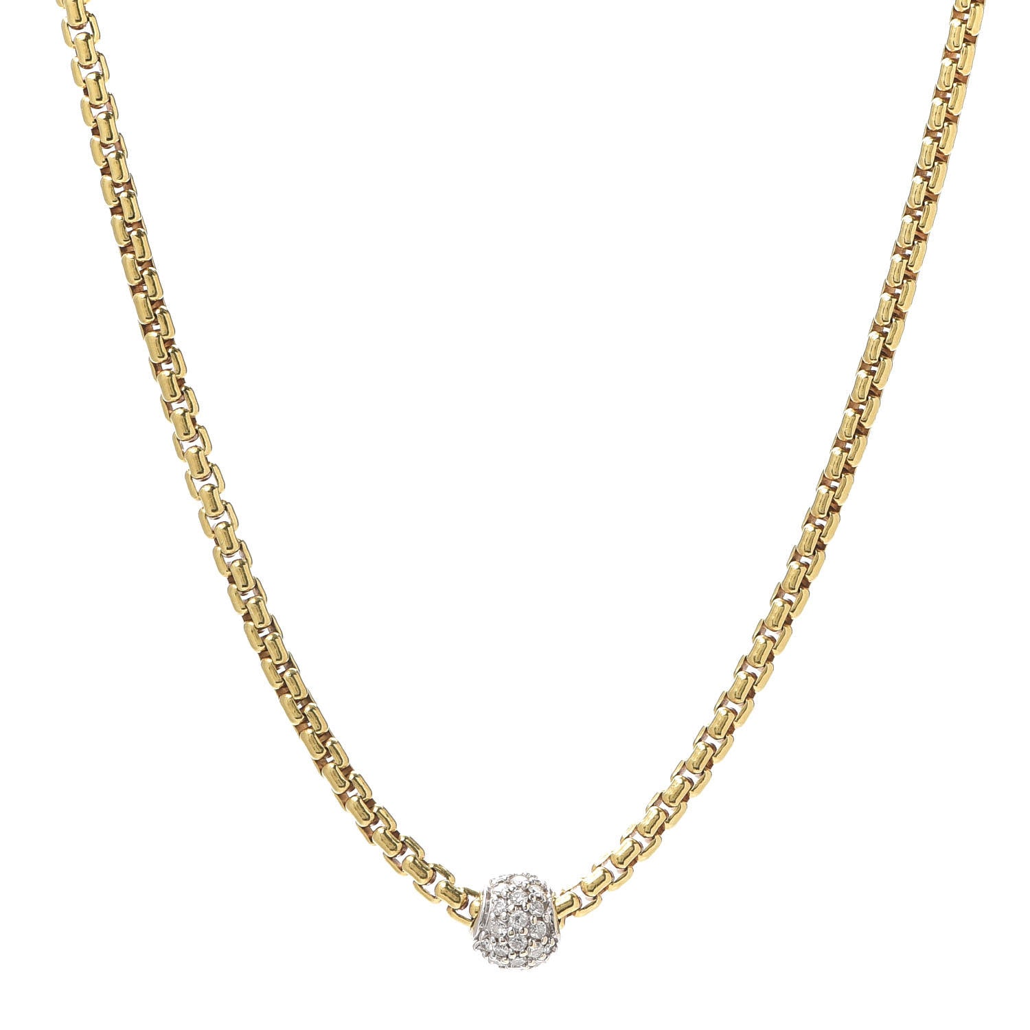 David Yurman 18K Yellow White Gold Diamond Pave Ball Pendant Necklace 1 of 5