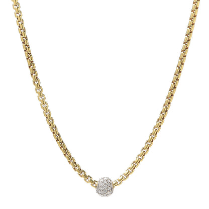 David Yurman 18K Yellow White Gold Diamond Pave Ball Pendant Necklace 1 of 5