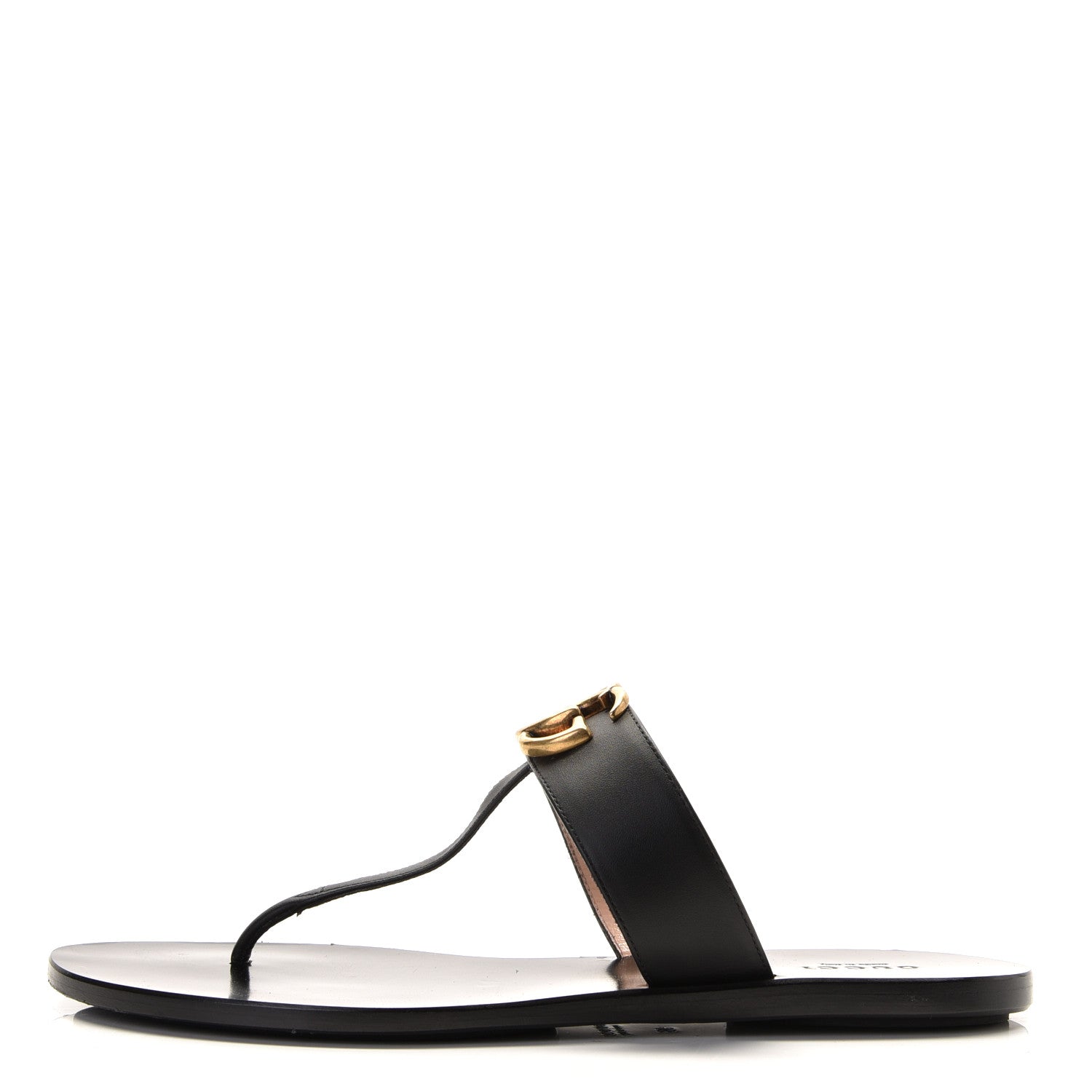 Gucci Calfskin GG Marmont Thong Sandals 38 Black 1 of 11