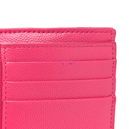 Saint Laurent Grain De Poudre Matelasse Chevron Monogram Compact Tri Fold Wallet Fuschia 10 of 13