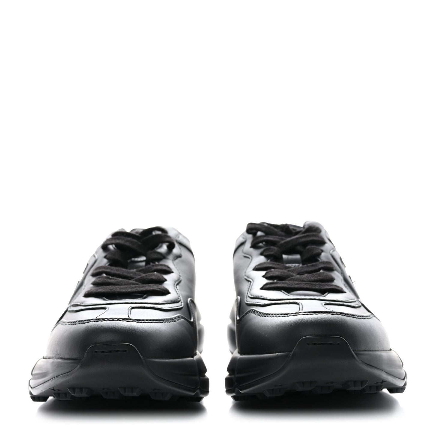 Dali Soft Calfskin Cut Out Interlocking G Womens Rhyton Sneakers 37.5 Black Ivoire
