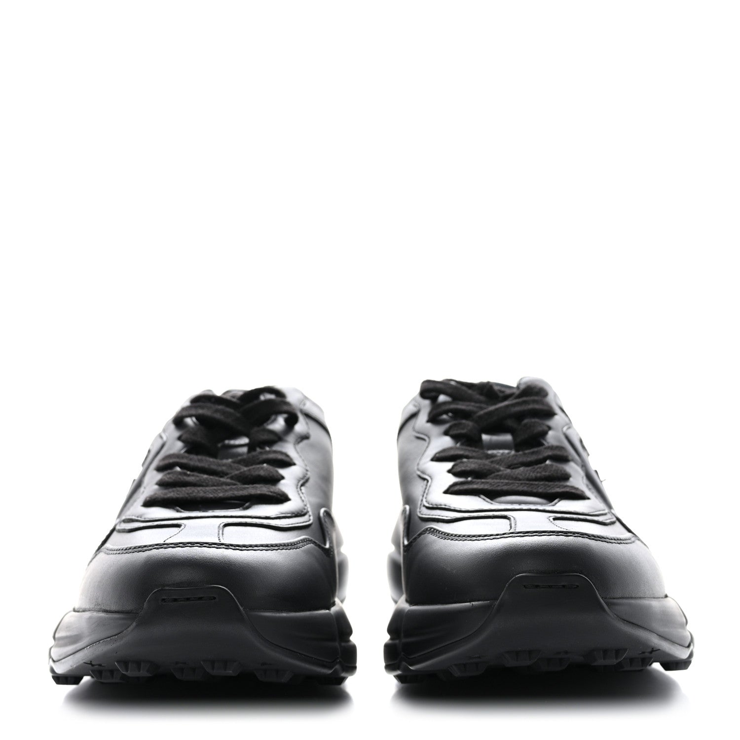 Gucci Dali Soft Calfskin Cut Out Interlocking G Womens Rhyton Sneakers 37.5 Black Ivoire 2 of 9