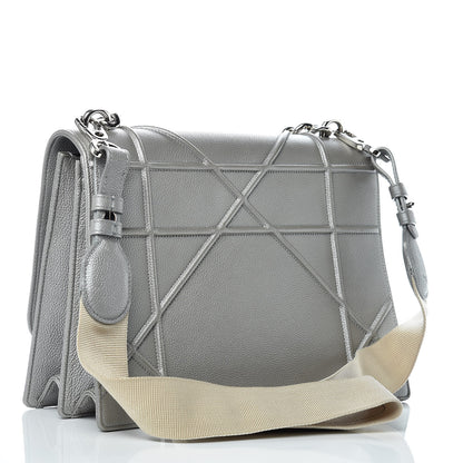 Christian Dior Metallic Grained Calfskin Diorama Satchel Silver 3 of 10
