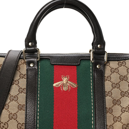 Gucci Monogram Vintage Web Medium Webby Bee Boston Dark Brown 10 of 13