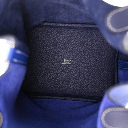 Hermes Taurillon Clemence Casaque Picotin Lock 18 PM Bleu Electrique Bleu Encre 5 of 10