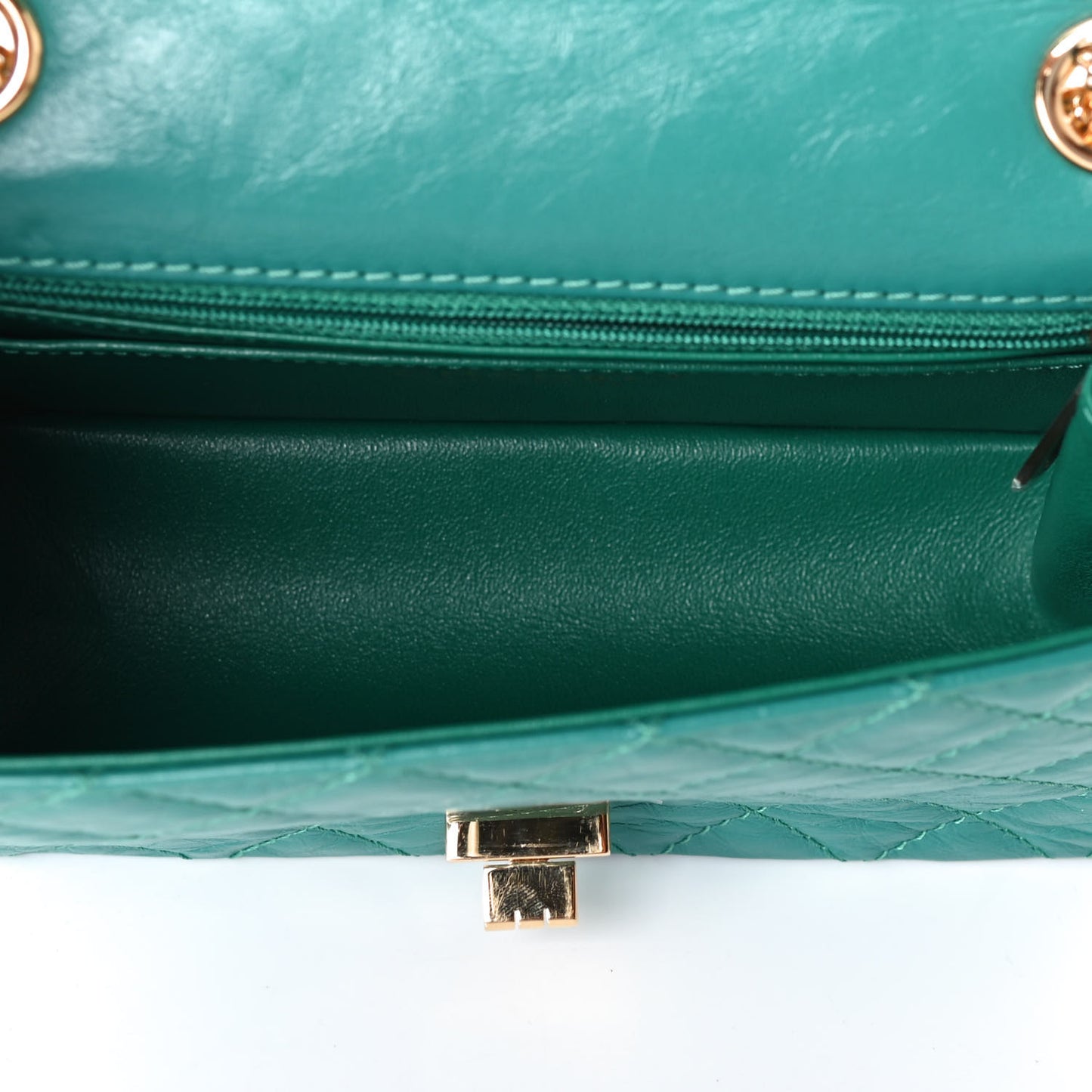 Aged Calfskin Quilted 2.55 Reissue Mini Flap Green