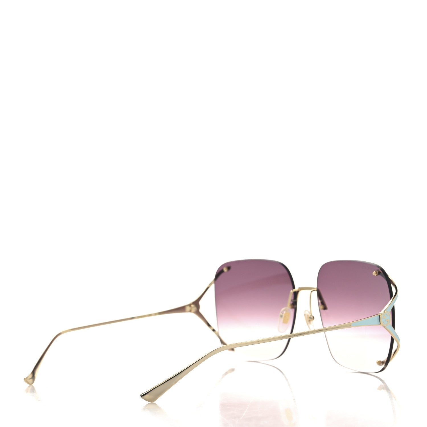 Gucci Metal Oversized Sunglasses GG0646S Gold Blue 4 of 8