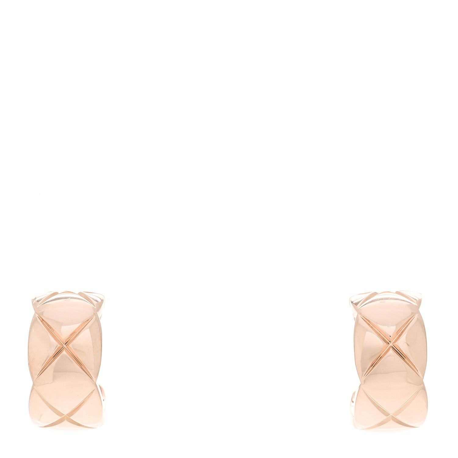 Chanel 18K Beige Gold Coco Crush Hoop Earrings 1 of 5