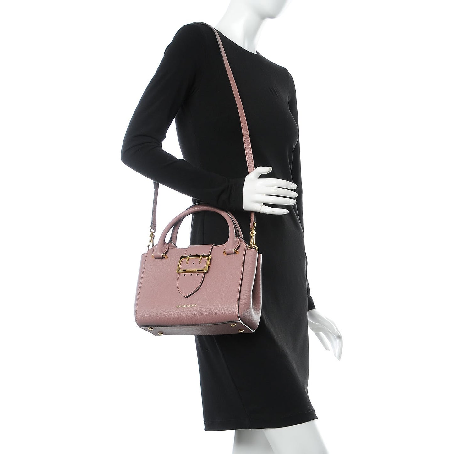 Soft Grain Calfskin Small Buckle Tote Dusty Pink