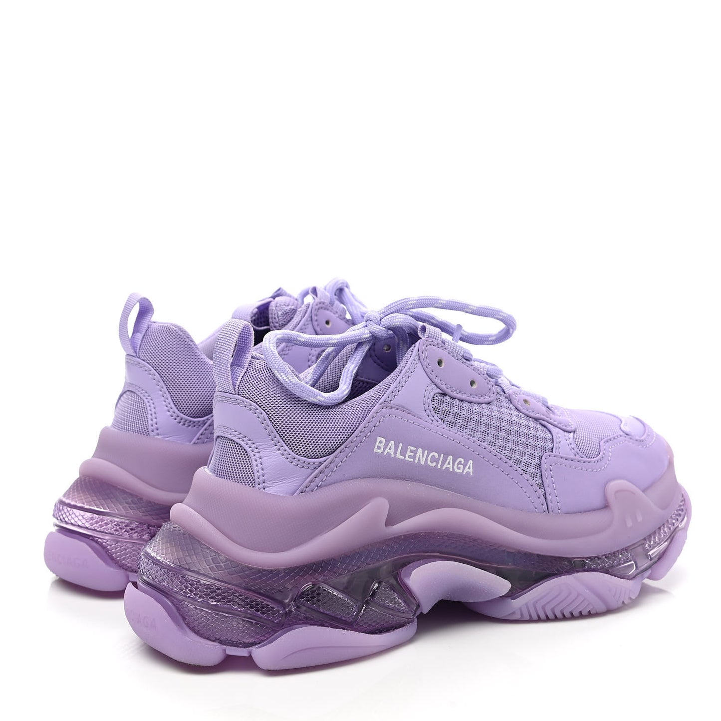 Fabric Mesh Clear Sole Womens Triple S Sneakers 36 Light Lilac White