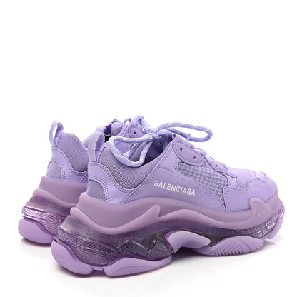 Balenciaga Fabric Mesh Clear Sole Womens Triple S Sneakers 36 Light Lilac White 4 of 11