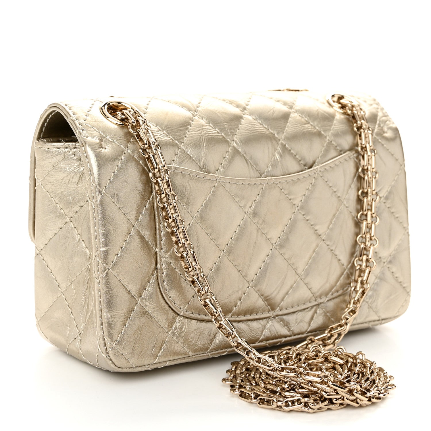 Chanel Metallic Aged Calfskin Quilted 2.55 Reissue Mini Flap Light Gold 3 of 11