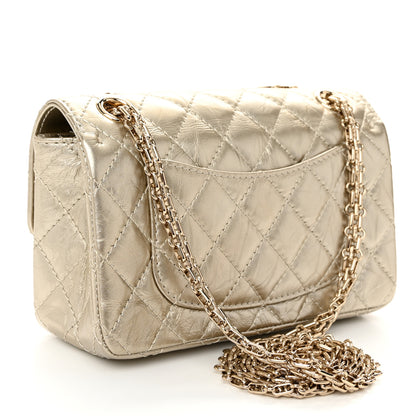 Chanel Metallic Aged Calfskin Quilted 2.55 Reissue Mini Flap Light Gold 3 of 11