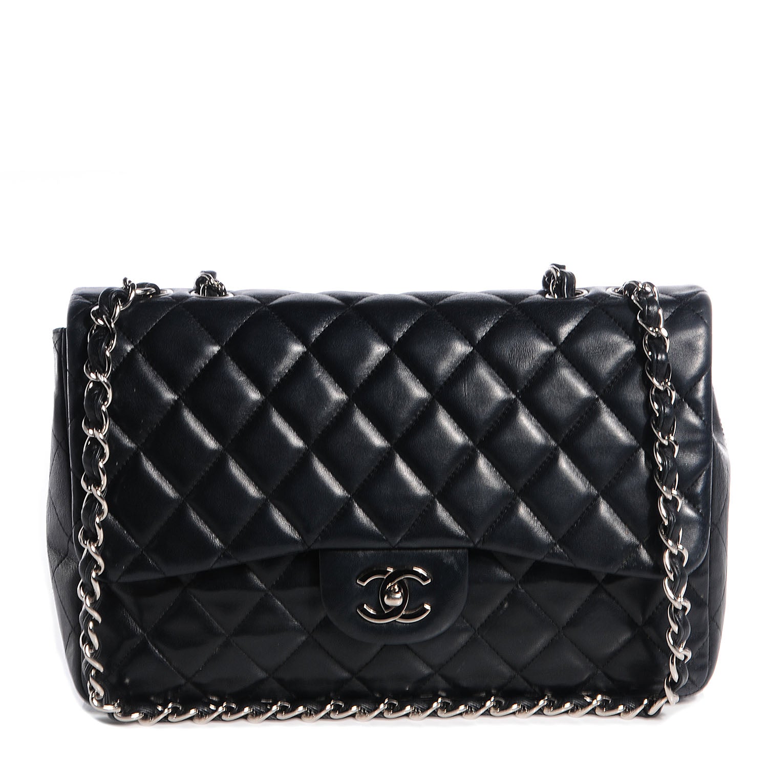 Chanel Lambskin Quilted Jumbo Single Flap Black 1 of 8