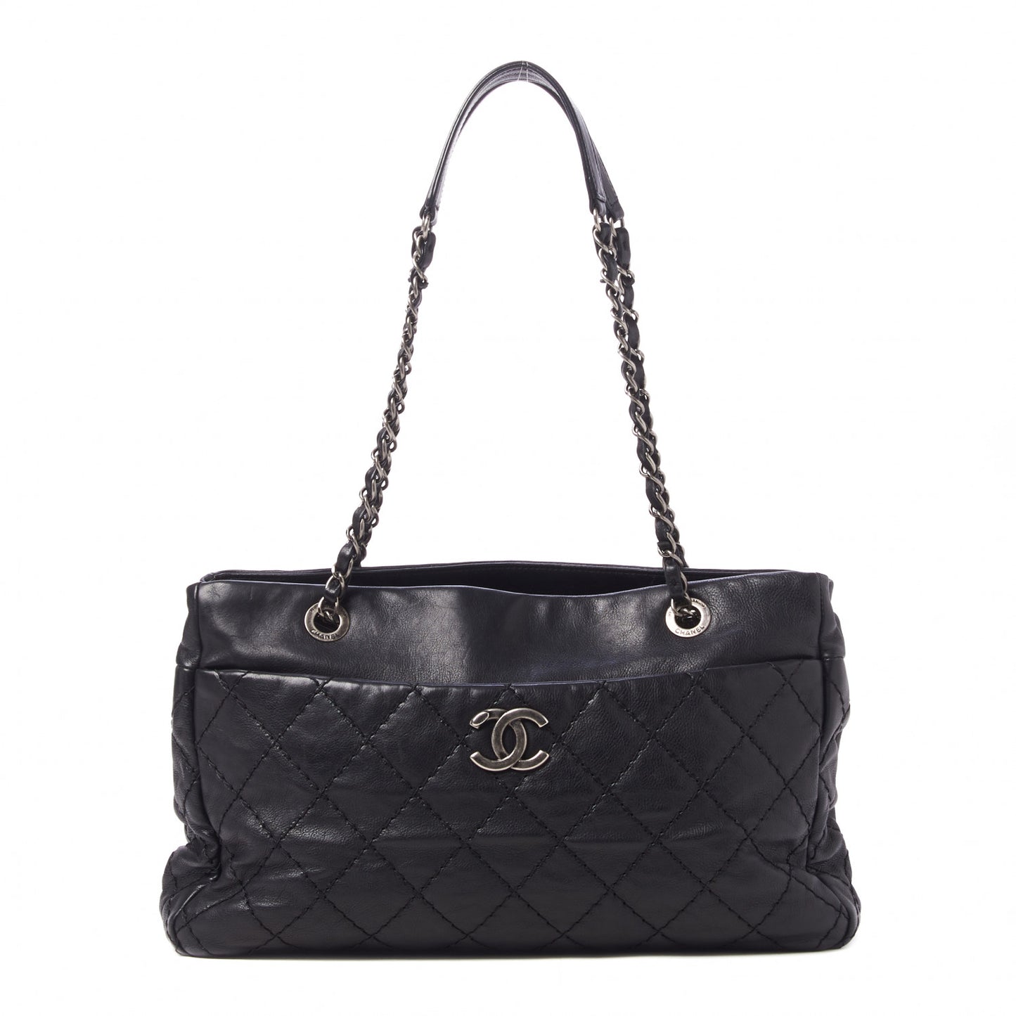 Calfskin Medium Stitch It Tote Black