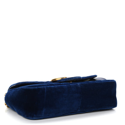 Gucci Velvet Matelasse Mini GG Marmont Shoulder Bag Cobalt Blue 4 of 13