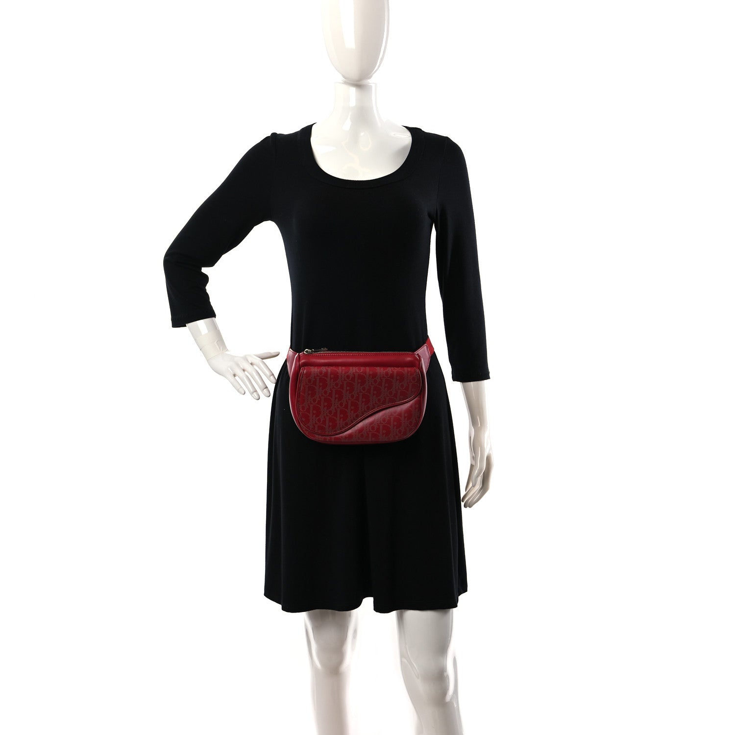 Christian Dior Galaxy Calfskin Oblique World Tour Saddle Belt Bag Red 2 of 8