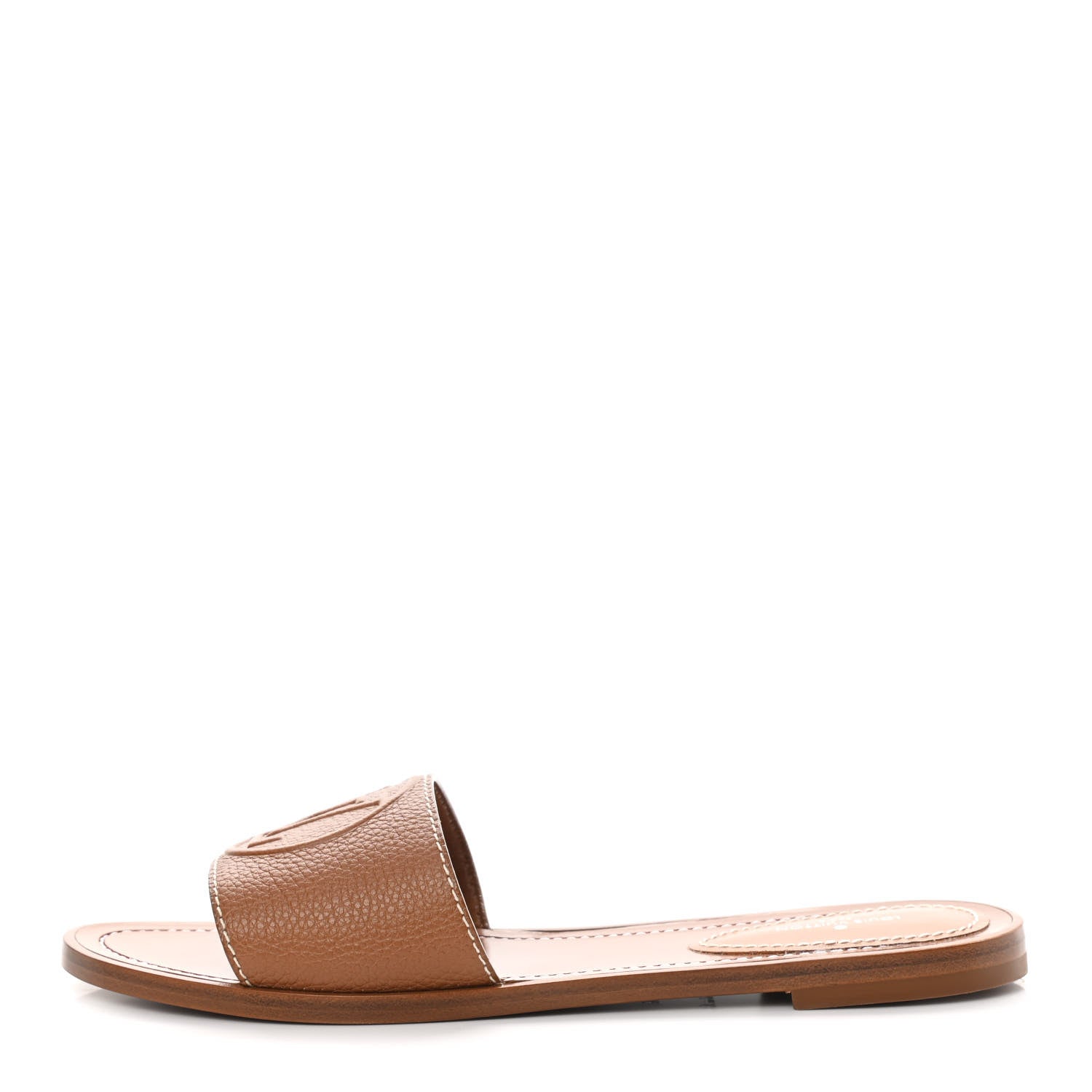 Louis Vuitton Calfskin Lock It Flat Mule 37.5 Cognac 1 of 11