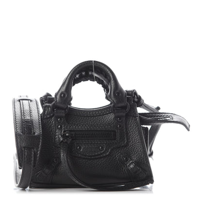 Balenciaga Grained Calfskin Neo Classic Black Hardware Super Nano City Crossbody Black 1 of 8