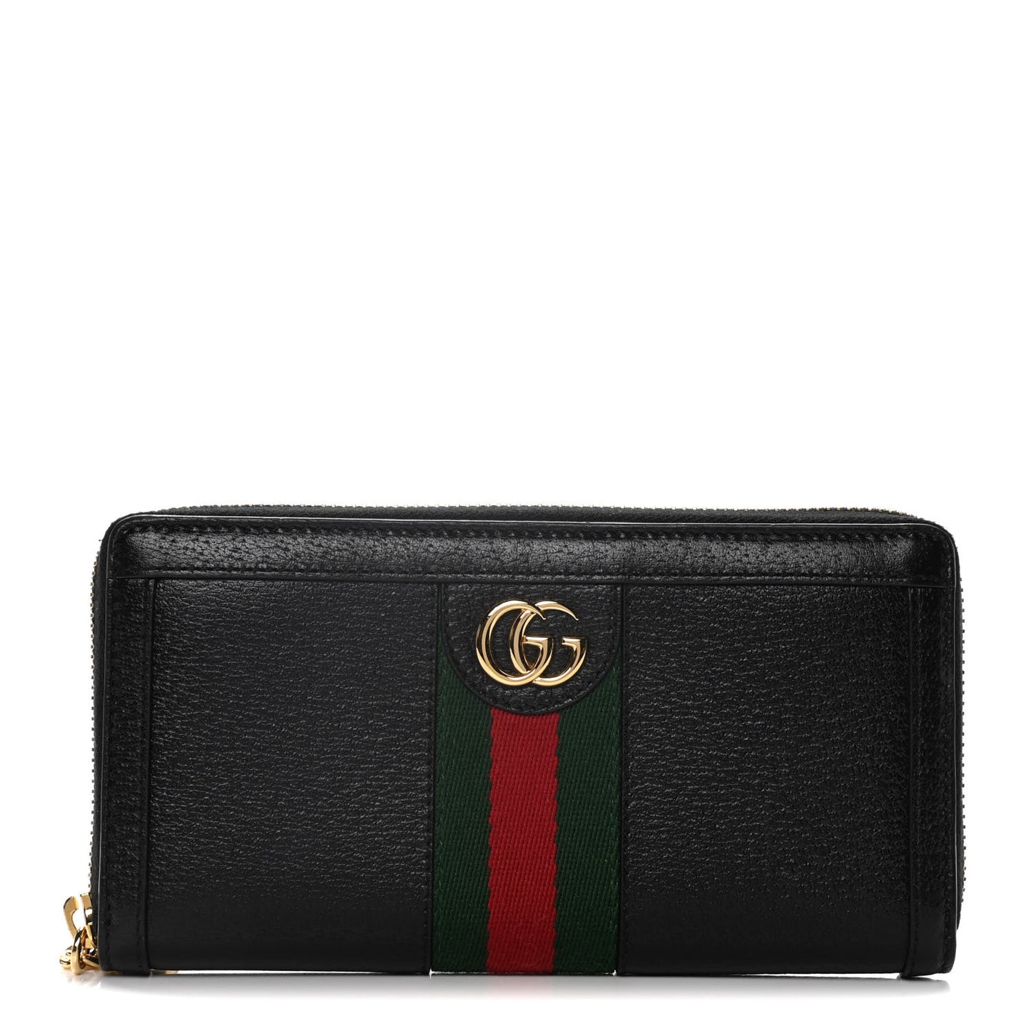 Calfskin Web Ophidia Zip Around Wallet Black
