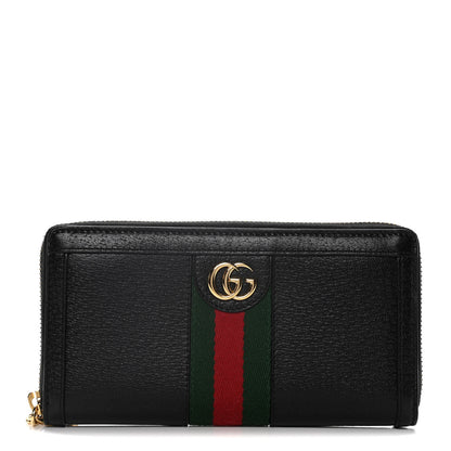 Gucci Calfskin Web Ophidia Zip Around Wallet Black 1 of 9