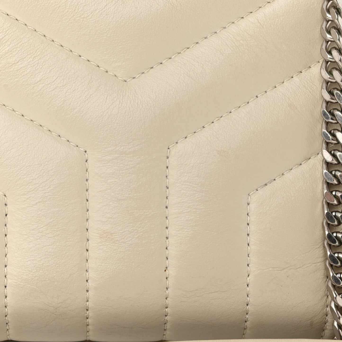Calfskin Y Quilted Monogram Small Loulou Chain Satchel Blanc Vintage