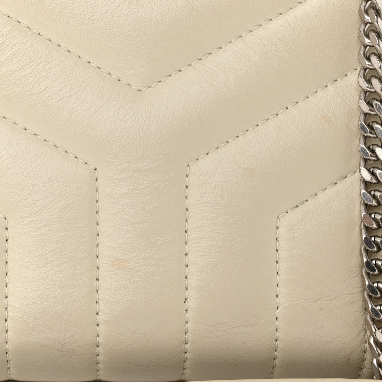 Saint Laurent Calfskin Y Quilted Monogram Small Loulou Chain Satchel Blanc Vintage 13 of 13