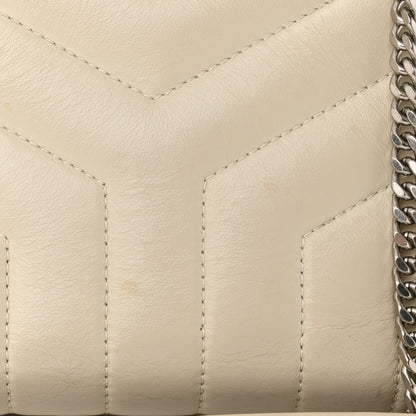 Saint Laurent Calfskin Y Quilted Monogram Small Loulou Chain Satchel Blanc Vintage 13 of 13