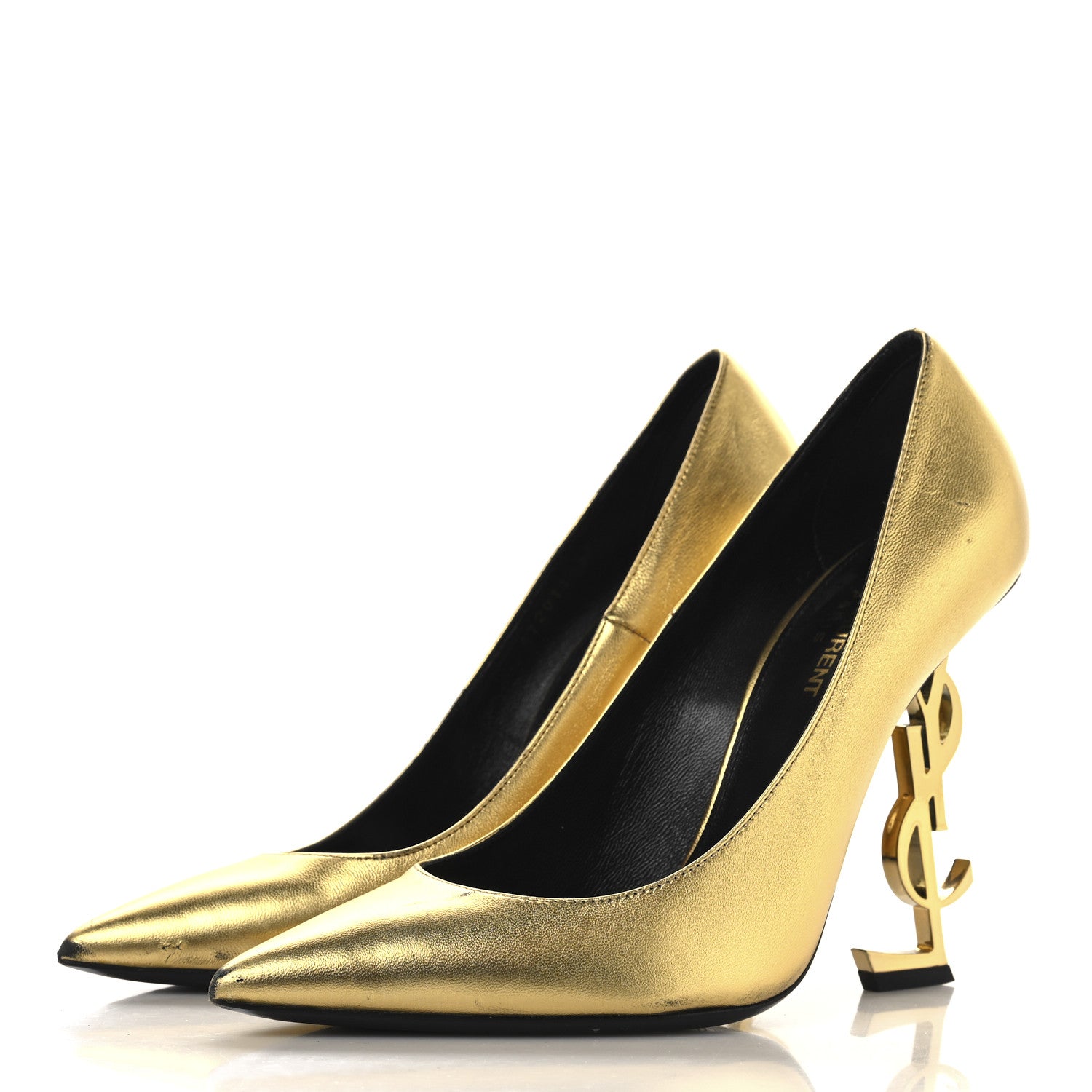 Saint Laurent Metallic Calfskin Opyum 100 Pumps 39 Gold 4 of 13