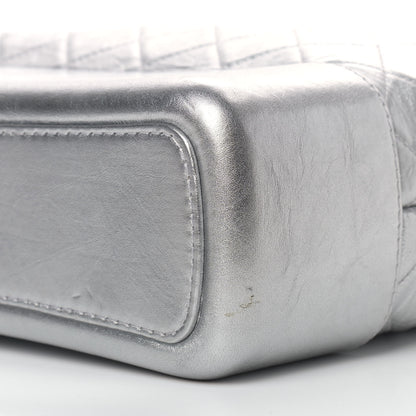 Chanel Metallic Lambskin Calfskin Quilted Large Gabrielle Hobo Silver 9 of 12