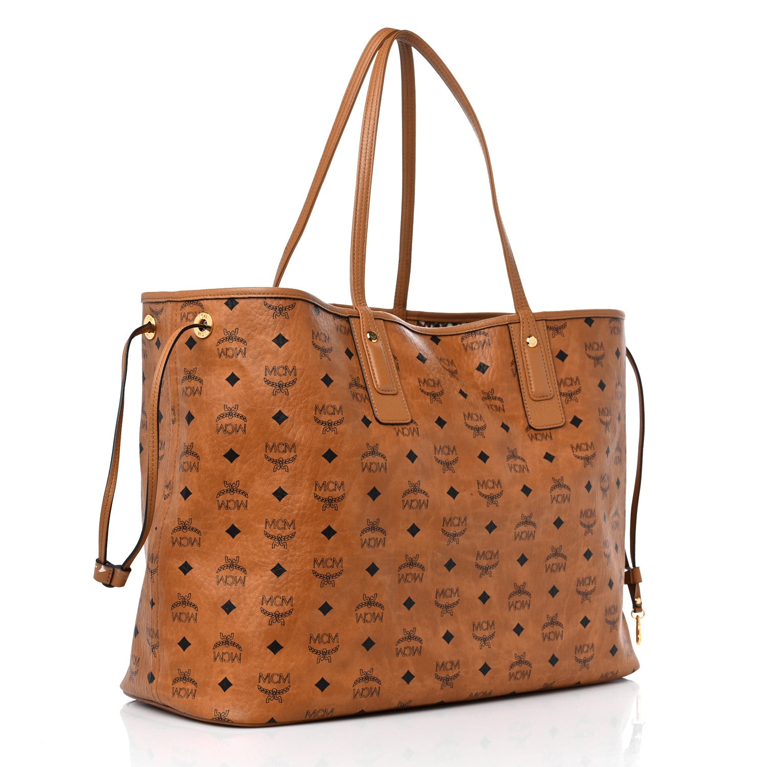 MCM Visetos Large Liz Reversible Shopper Tote Cognac 4 of 17